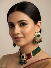 Modern Victorian Kundan And Beaded Choker Necklace Set By Gehna Shop