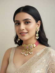 Exclusive Polki Kundan And Beads Choker Necklace Set For Weddings And Parties