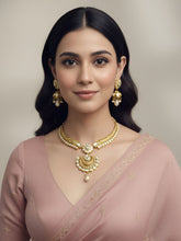 Traditional Gold Plated Kundan Hasli Necklace Set For Weddings