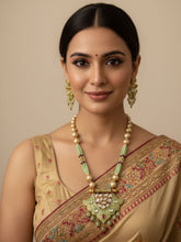 Traditional Designer Mint Color Kundan Necklace Set For Woman