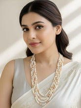 Layered Freshwater Real Hyderabadi Pearls Beaded Necklace With Tulip Flowers