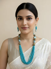 Semi Precious Gemstone Turquoise Beaded Jewelry Set - Blue Beads Necklace Set For Women