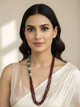 Designer Semi Precious Gemstone Garnet Side Pattern Beads Jewellery Necklace Set