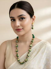 Elegant Semi Precious Hand Painted Tanjore Beaded Jewellery Set For Women