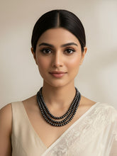 Fresh Water Triple Layer Black Pearls Beads Necklace