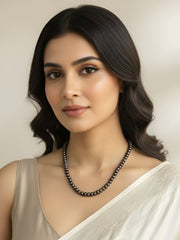 Single String Fresh Water Black Pearl Beads Necklace For Women