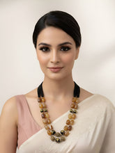 Semi Precious Gem Stone Brown And Black Hydro Beads Necklace
