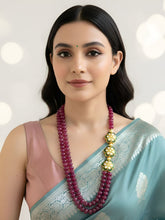 Designer Semi Precious Gemstone Ruby Pink Quartz Beaded Necklace For Women