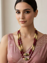 Semi Precious Maroon Jade Stone Beads Necklace Handcrafted For Women | Gemstone Necklaces