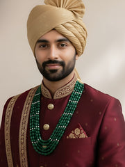 Unisex Semi Precious Multilayered Green Jade Beaded Necklace by Gehna Shop | Green Beads Necklace