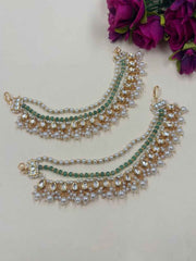 Traditional Gold Plated Kundan Pearl Earchain for Women | Kaan Sahar