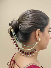 Ethnic Gold Plated Multicolor Hair Chain For Ladies- Designer Kaan Chain