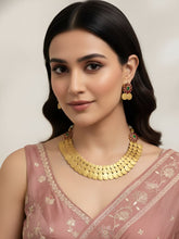 Taarini Gold Plated Lakshmi Devi Coin Design Temple Necklace Set - South Indian Jewellery