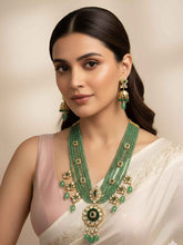 Traditional Green Stone Beaded Kundan Necklace Set for Women | Wedding & Festive Jewellery