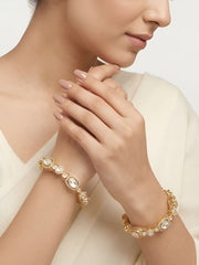 Rukmani Rose Gold Finish Kundan Polki Bangles For Women - Ethnic And Traditional Wear