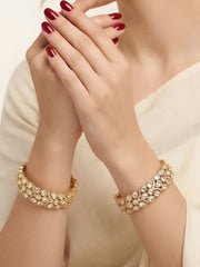 Sugandha Designer Leaf Shape Polki Kundan Kada Bangles Set By Gehna Shop