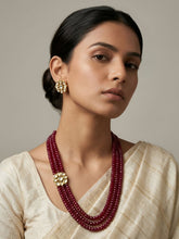 Semi Precious Red Jade Beads Necklace With Kundan For Women By Gehna Shop