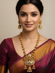 Designer Gold Plated Goddess Lakshmi Temple Necklace Set By Gehna Shop