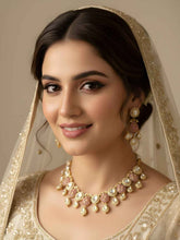 Elegant Gold Plated Pink Kundan Polki Jewellery Necklace Set For Women