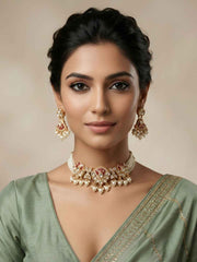 Elegant Pearl And Kundan Choker Necklace Set - Wedding & Festive Jewellery