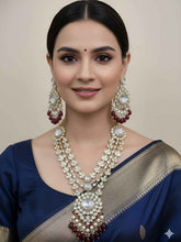 Designer Long Layered Polki Necklace Set With Pendant - Luxury Wedding Polki Jewellery Set