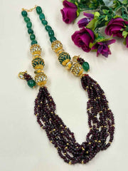 Handcrafted Garnet Gemstone Beaded Necklace Set For Women - Gemstones Beaded Jewellery