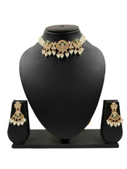 Elegant Pearl And Kundan Choker Necklace Set - Wedding & Festive Jewellery