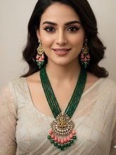 Antique Victorian Lord Ganpati Temple Jewellery Necklace Set With Layered Beads