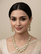 Ridhima Gold Plated Single Line Uncut Polki Neckace Set For Parties