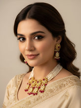 Gold Plated Kundan Polki And Ruby Choker Necklace Set By Gehna Shop