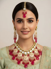 Designer Handcrafted Heavy Kundan And Meenakari Bridal Necklace Set