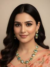 Light Blue Mother Of Pearl And Kundan Statement Necklace For Women