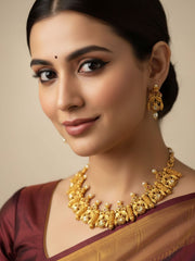 Traditional Light Weight Peacock Design Golden Necklace Set By Gehna Shop