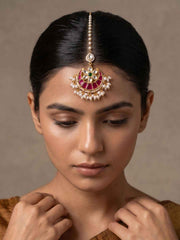 Gold Plated Traditional Jadau Maang Tikka For Women | Wedding And Festive Wear Tikka
