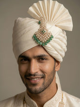 Designer Indian Grooms green beaded Safa Kalgi With Meenakari | Turban Kalangi For Men