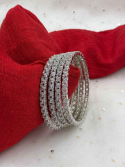 Silver Plated Rhodium American Diamond Bangles By Gehna Shop
