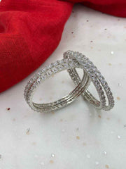 Silver Plated Rhodium American Diamond Bangles By Gehna Shop