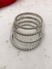 Silver Plated Rhodium American Diamond Bangles By Gehna Shop