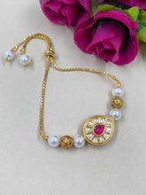 Traditional Adjustable Kundan Chain Bracelet For Women By Gehna Shop