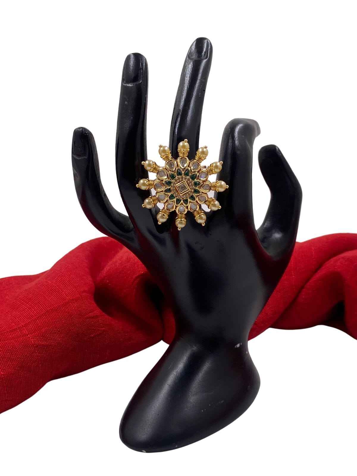 Traditional Adjustable Rotating Designer Finger Ring For Brides By Gehna Shop
