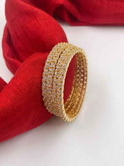 Traditional American Diamond Gold Plated Bangles For Ladies By Gehna Shop (Set of 4)