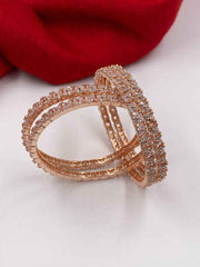 Traditional American Diamond Rose Gold Bangles For Ladies By Gehna Shop (Set of 4)