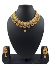 Traditional Antique Gold Meenakari Necklace For Women By Gehn Shop Meenakari Necklace Sets
