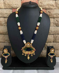 Traditional Antique Golden Peacock Style Pendant Necklace Set By Gehna Shop