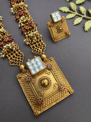 Traditional Antique Golden Pendant Necklace Set For Ladies By Gehna Shop Antique Golden Necklace Sets