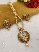 Traditional Antique Kundan Pendant With Pearls Necklace Set By Gehna Shop