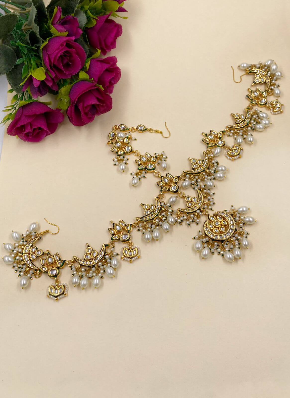 Traditional Bridal Kundan SheeshPhool Matha Patti By Gehna Shop Matha Patti