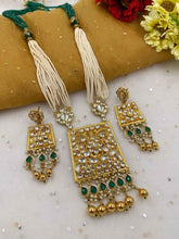 Traditional Designer Gold Plated Polki Kundan Pendant With Beads Necklace Set For Woman