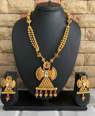 Traditional Gold Plated Antique Golden Pendant Necklace Set By Gehna Shop