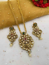 Traditional Gold Plated Antique Kundan Pendant Necklace Set For Women